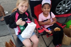 Aryana and little homeless girl Lauren enjoy our downtown San Diego homeless event.
